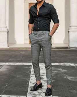 Grey Dress Pants Black Dress Shirt